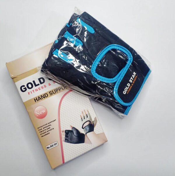 gold star hand support gloves – gym, weightlifting & sports training gloves (unisex, black/blue)