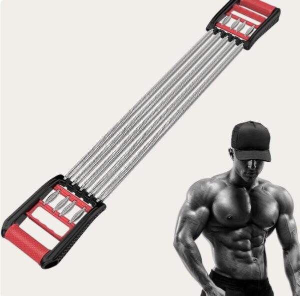chest expander with 5 steel springs – adjustable resistance fitness tool for chest, arms & shoulder workouts