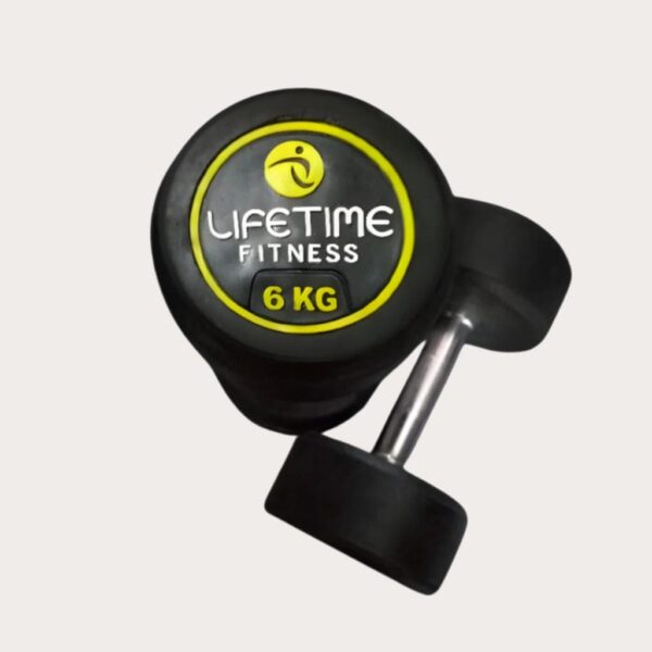 4 kg rubber coated dumbbell – lifetime fitness (single piece)