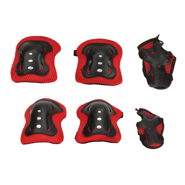 protective gear set for skating, cycling & sports – 6 pcs knee, elbow & wrist guards (red & black)
