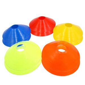 training marker cones – set of 5 multi color sports field markers for football, soccer & fitness drills