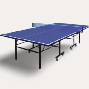 professional folding table tennis table – blue top with net & wheels