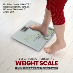 camry electronic personal weight scale – high precision digital bathroom scale, 150kg / 330lb capacity