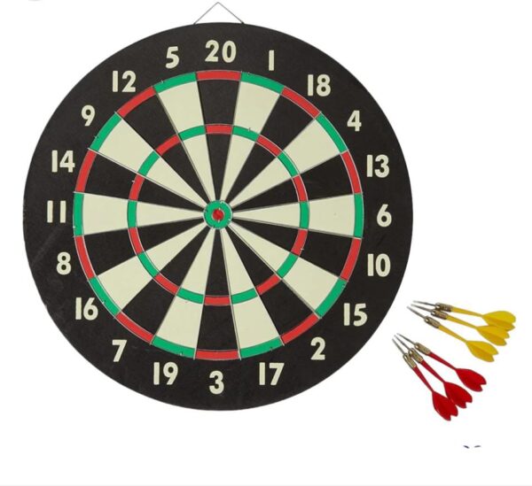 professional dartboard set – 17 inch target board with 6 steel tip darts for indoor & outdoor play