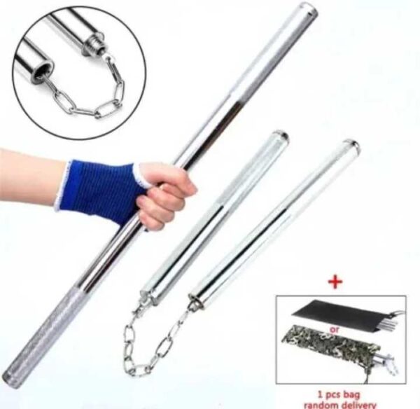 wooden nunchaku with metal chain – martial arts training weapon