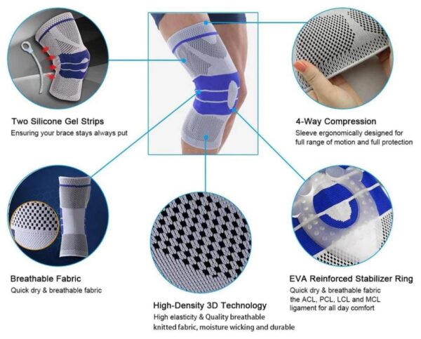 elastic knee compression sleeve – breathable sports support for pain relief & injury prevention